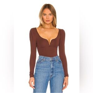 LPA Brown Long Sleeve Thong Bodysuit 🆕 with tags